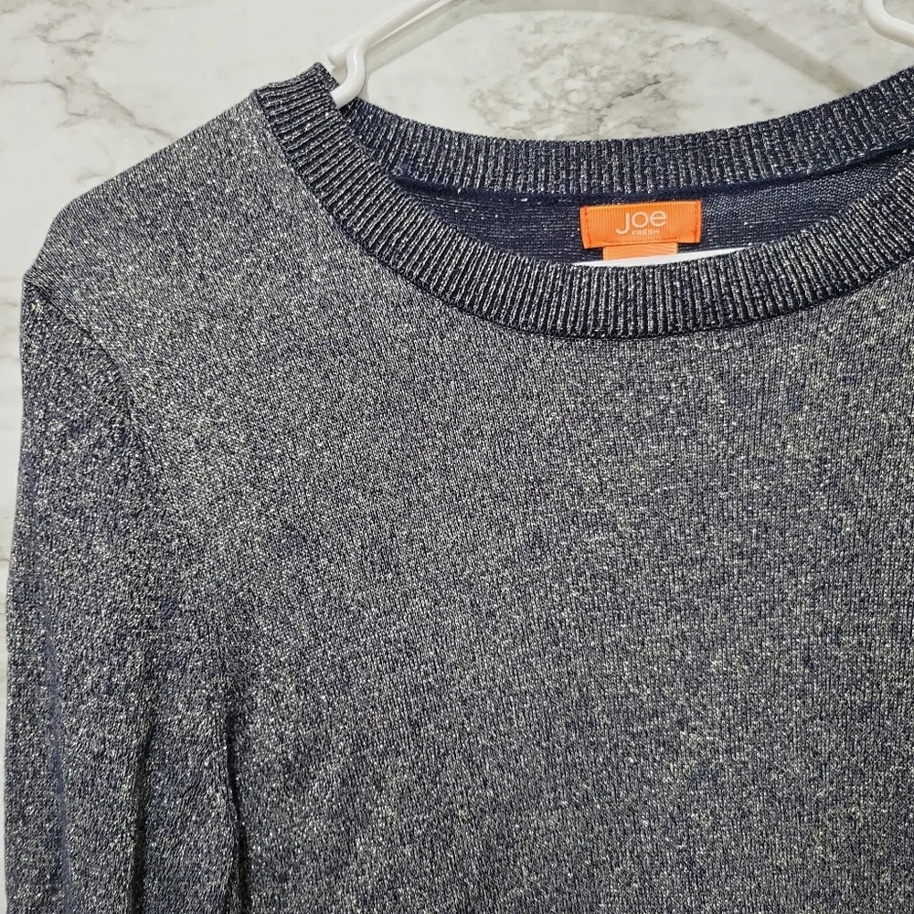 Joe Fresh Blue Gold Metallic Sweater XL - Picture 2 of 7